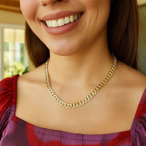 14k Two Tone Gold Pave Curb Chain (5.70 mm)