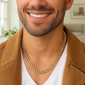 14k Two Tone Gold Pave Curb Chain (5.70 mm)