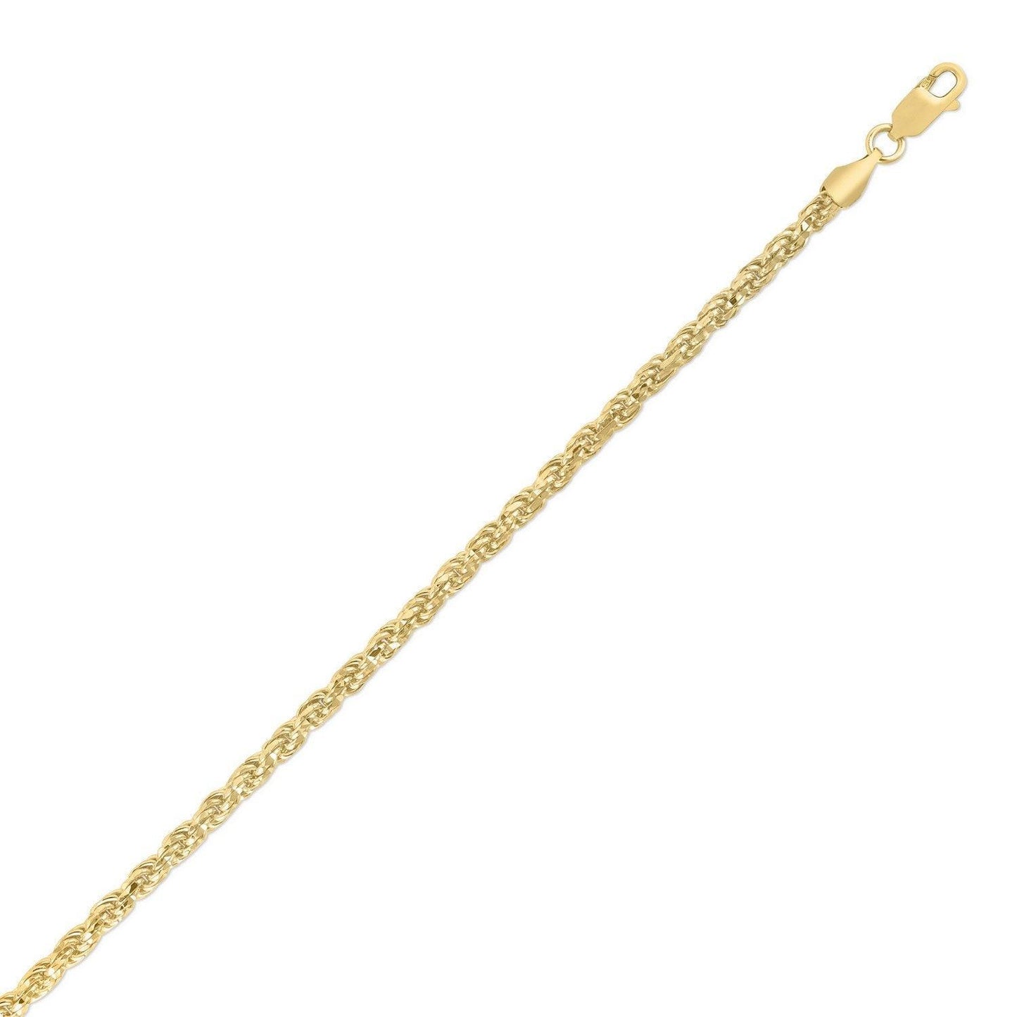 Sterling Silver Yellow Gold Plated Diamond Cut Royal Rope Chain (3.60 mm)