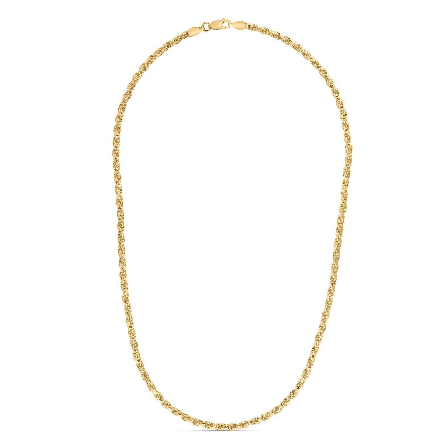 Sterling Silver Yellow Gold Plated Diamond Cut Royal Rope Chain (3.60 mm)
