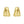 Sterling Silver Yellow Gold Plated Puffed Double Row Crossover C Hoop Earrings
