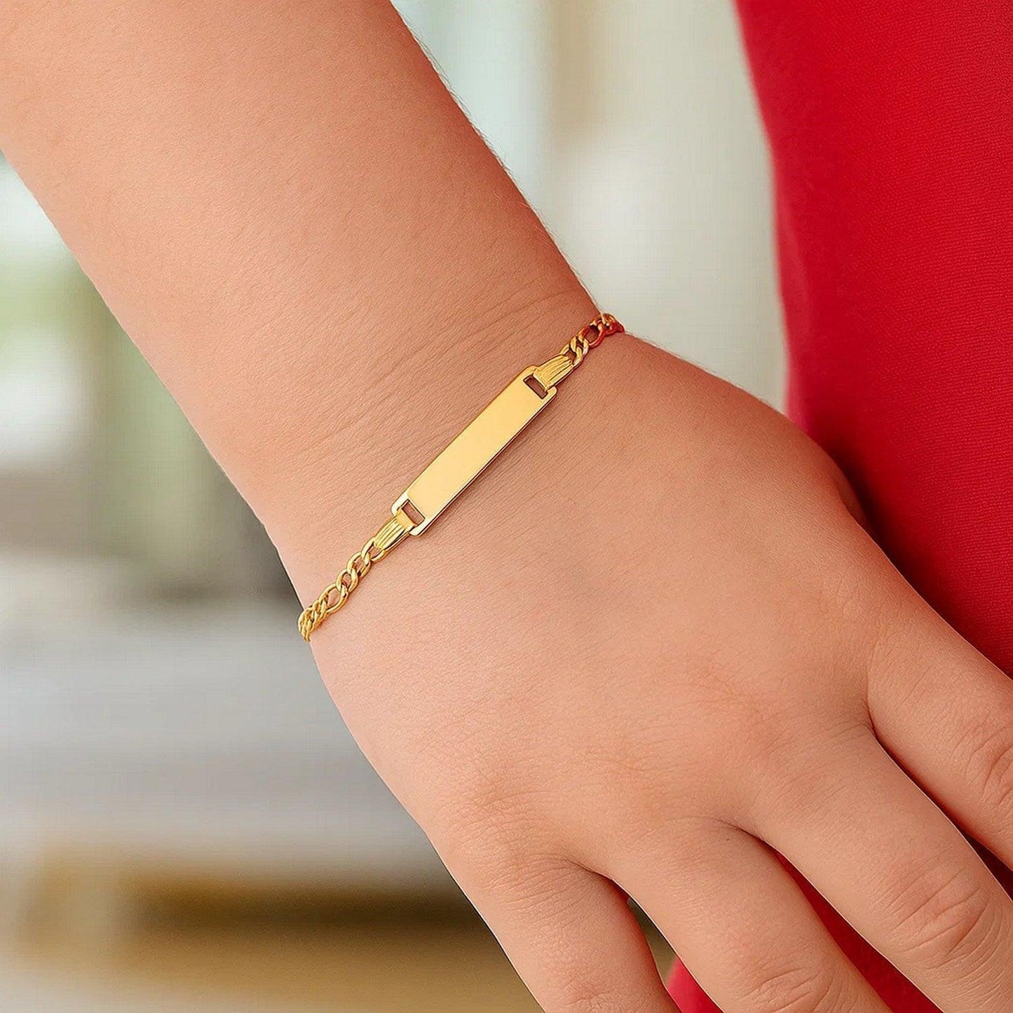 14k Yellow Gold Figaro Link Childrens ID Bracelet (3.30 mm)