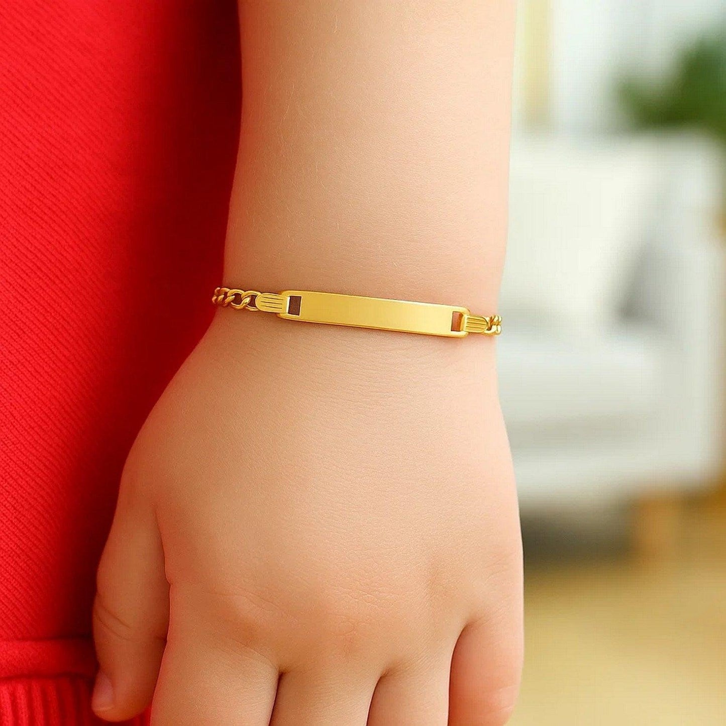 14k Yellow Gold Figaro Link Childrens ID Bracelet (3.30 mm)
