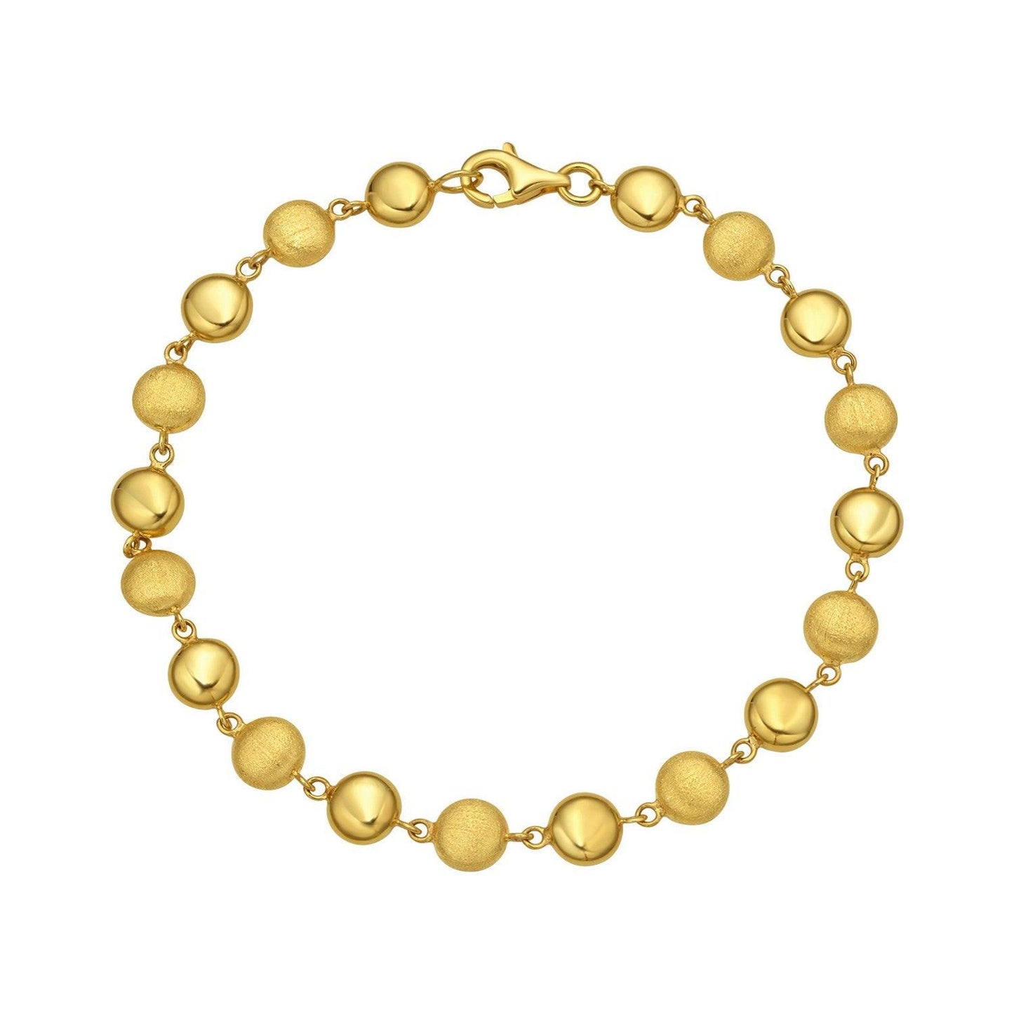 14K Yellow Gold Polished and Satin Pebble Bracelet (6.00 mm)