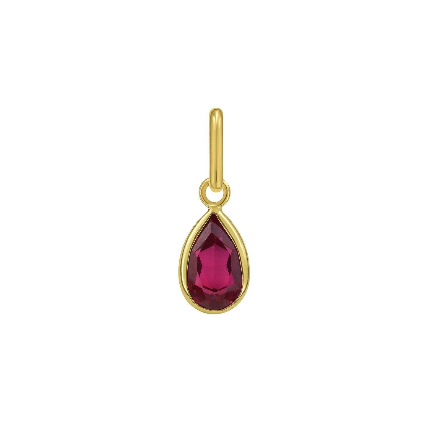 14K Yellow Gold Pear Ruby Charm Pendant