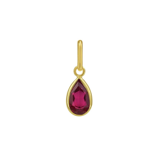 14K Yellow Gold Pear Ruby Charm Pendant