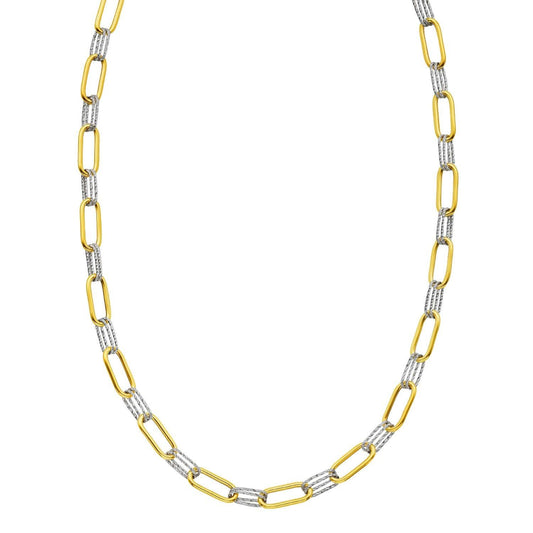 14K Two Tone Gold Diamante Paperclip Necklace (6.20 mm)