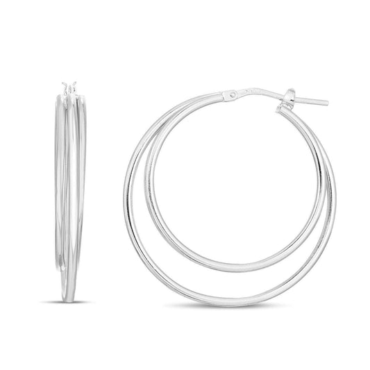 Sterling Silver Triple Row Hoop Earrings