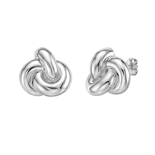 Sterling Silver Puffed Love Knot Stud Earrings