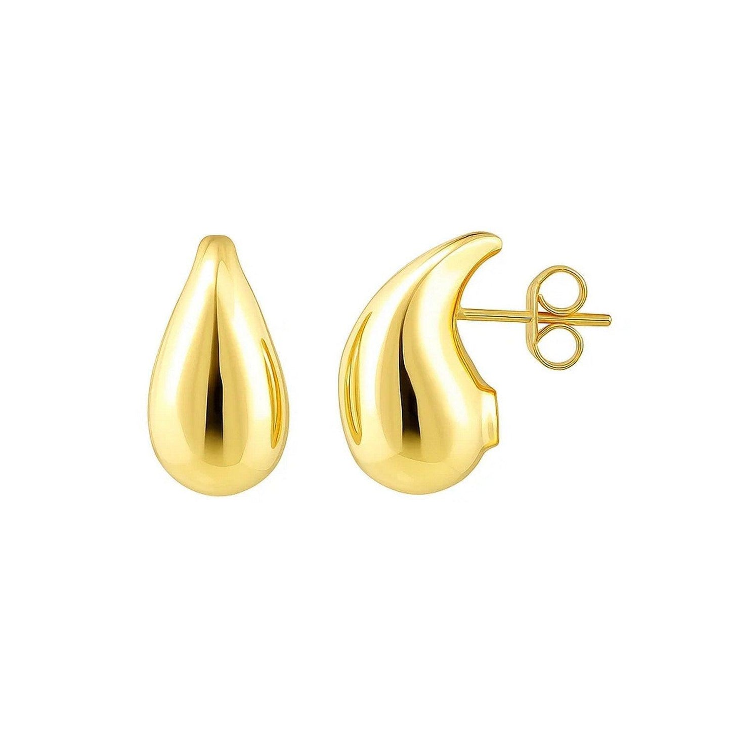 Small Raindrop Stud Earrings in 14K Yellow Gold
