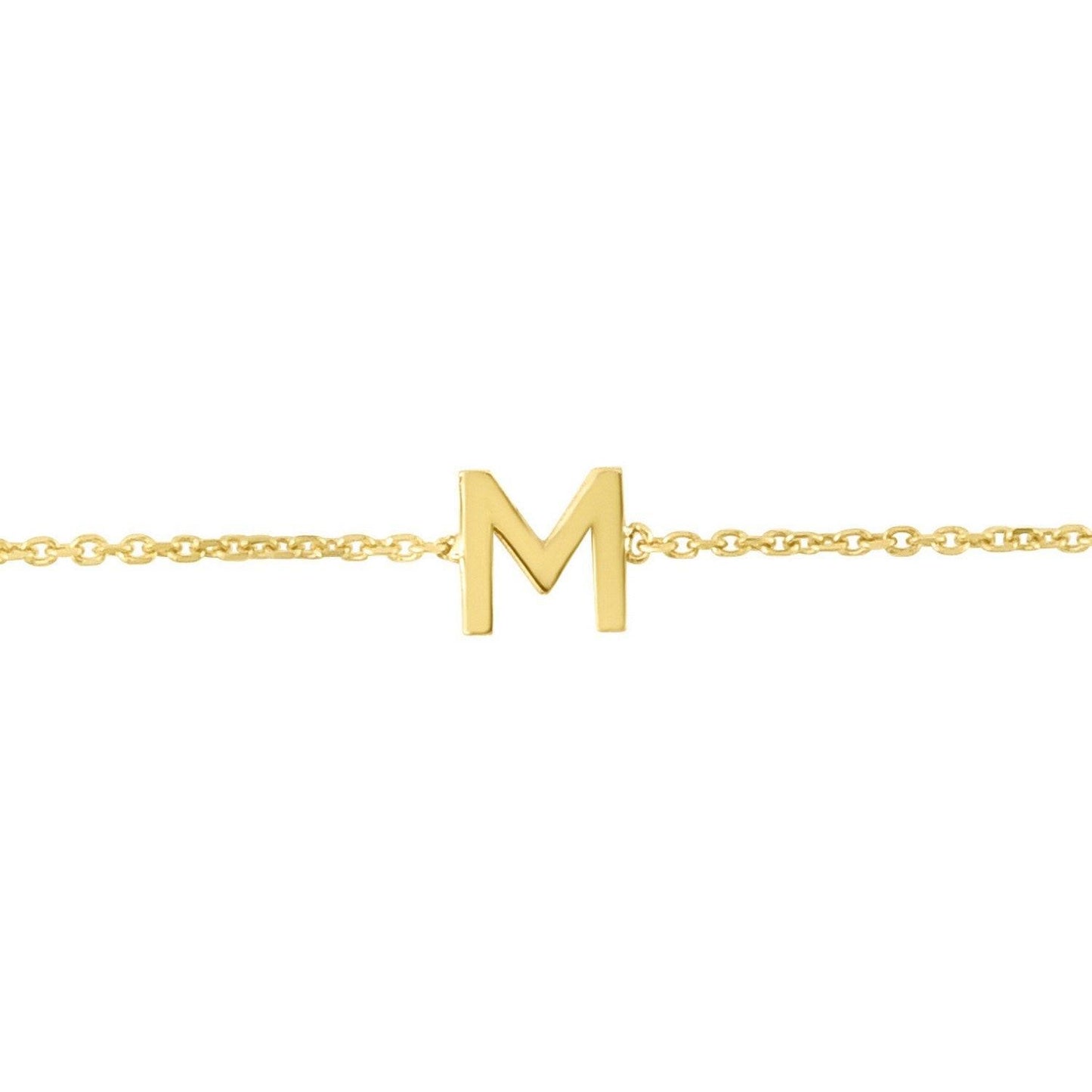 14K Yellow Gold Mini Initial M Bracelet