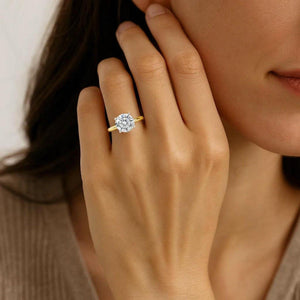 3 Carat Round Lab Grown IGI G/VS1 Diamond Solitaire Ring in 10K Yellow Gold