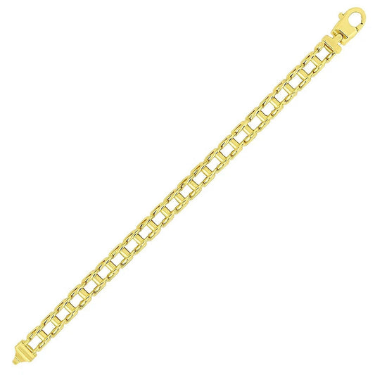 14k Yellow Gold Mens Bracelet with Rail Motif Links (5.00 mm)