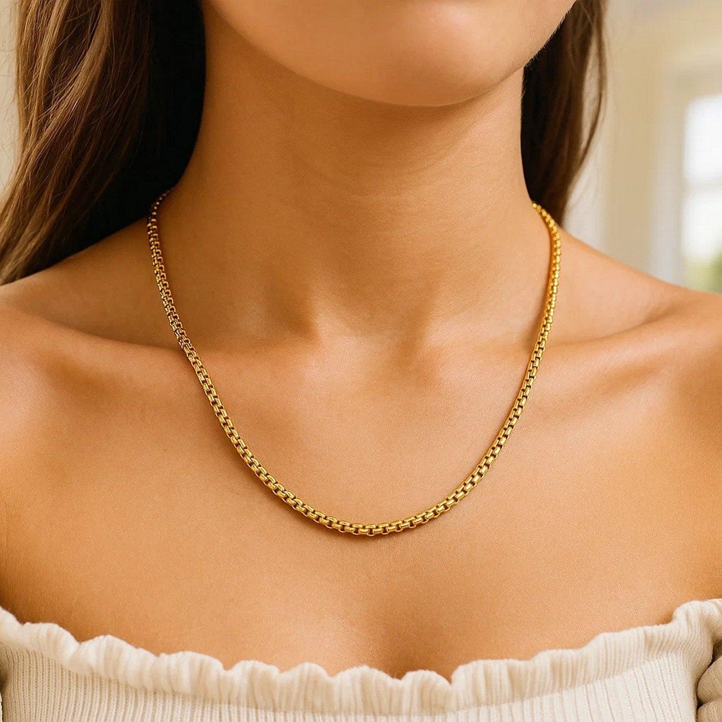 14k Yellow Gold Solid Round Box Chain (3.6 mm)