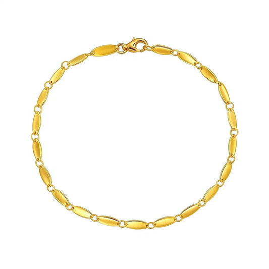 14K Yellow Gold Flat Pebble Link Bracelet (2.50 mm)