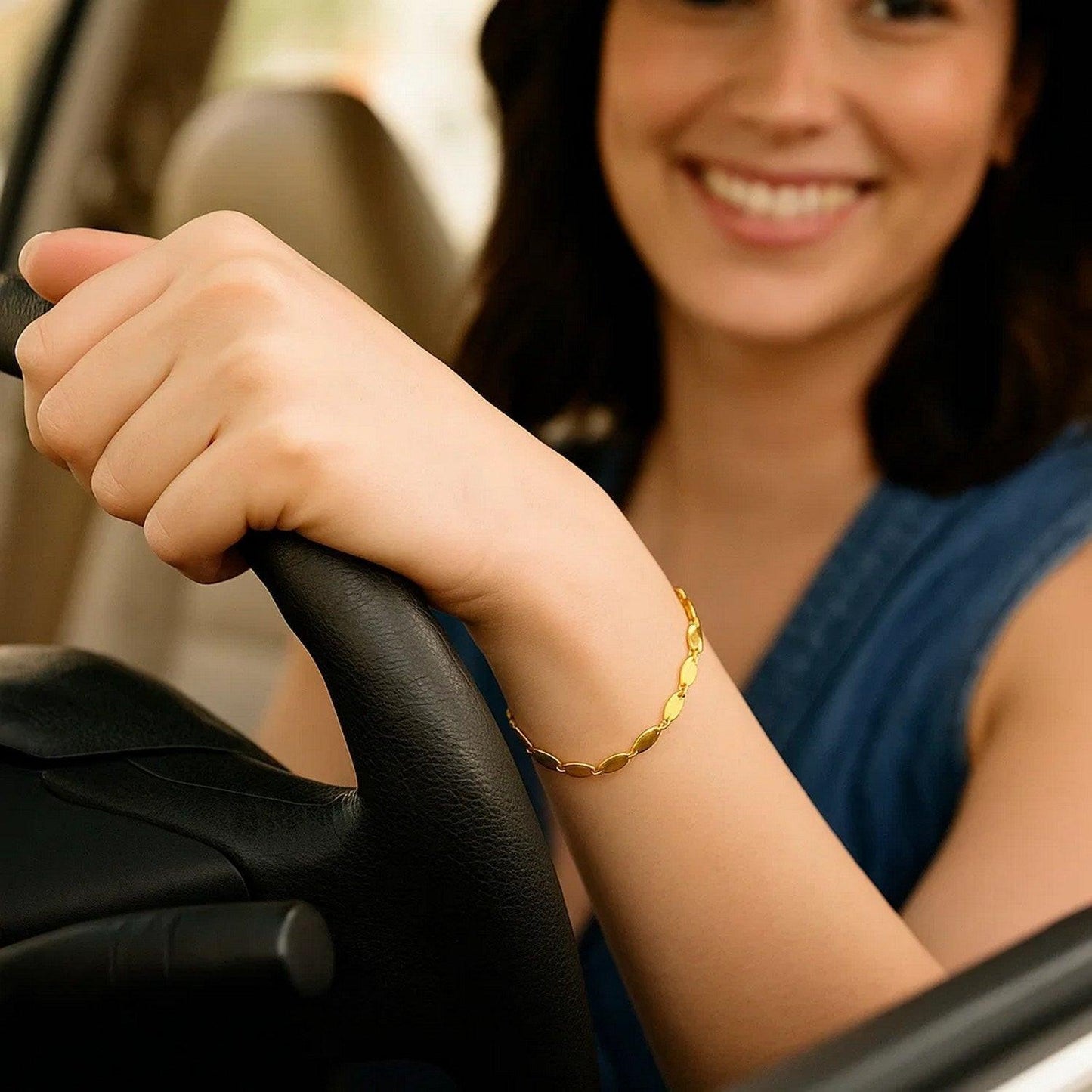 14K Yellow Gold Flat Pebble Link Bracelet (2.50 mm)