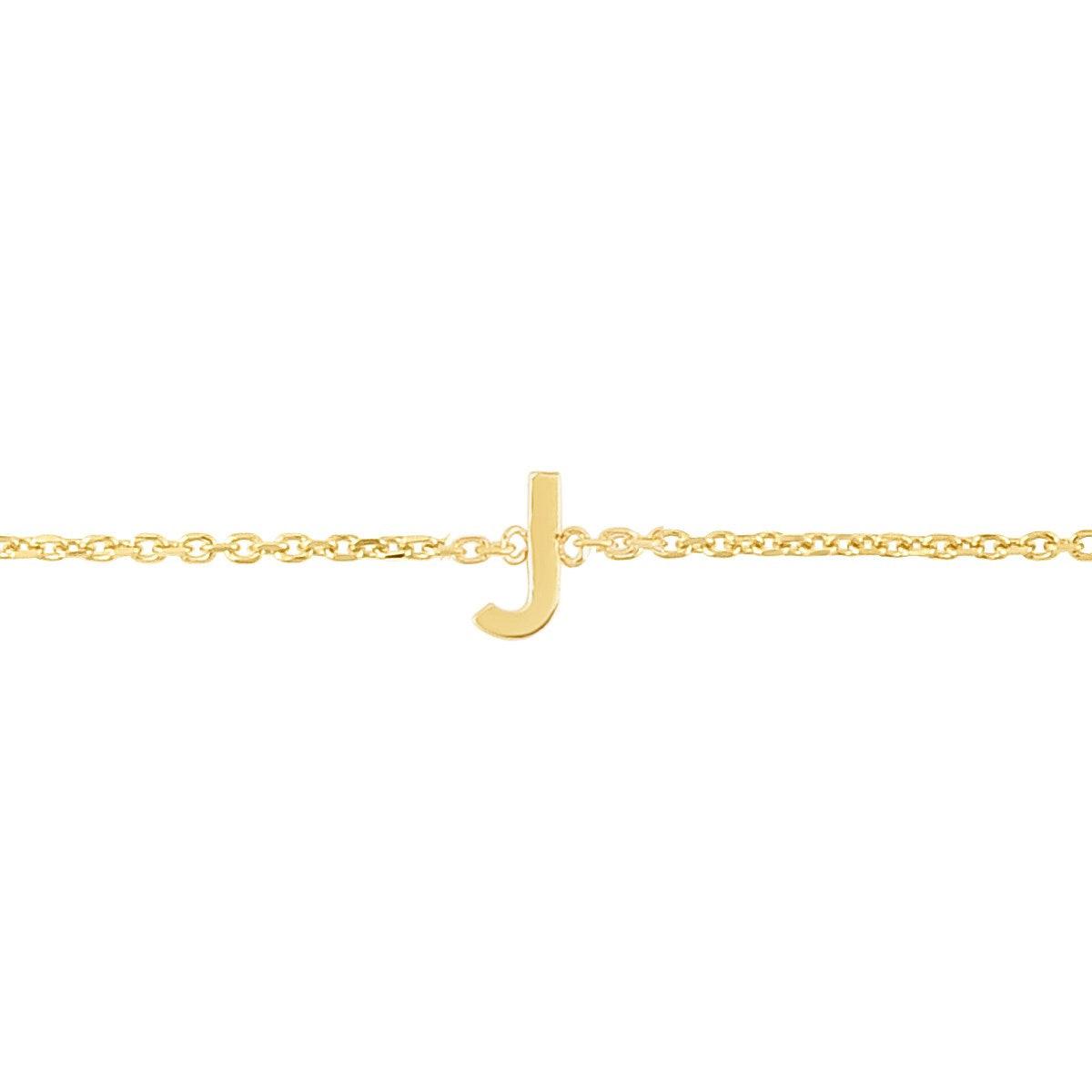 14K Yellow Gold Mini Initial J Bracelet