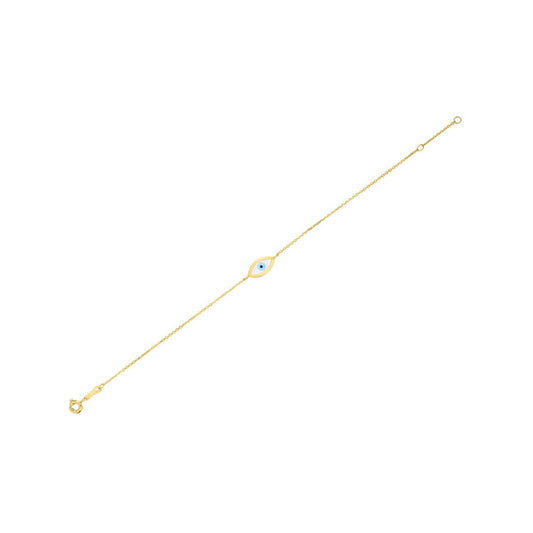 14k Yellow Gold MOP Evil Eye Bracelet (1.00 mm)