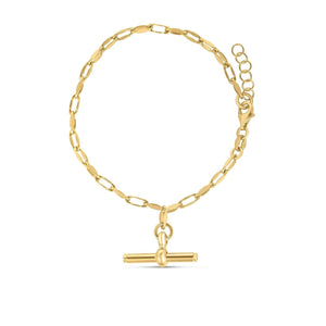 Sterling Silver Yellow Gold Plated Toggle Link Bracelet