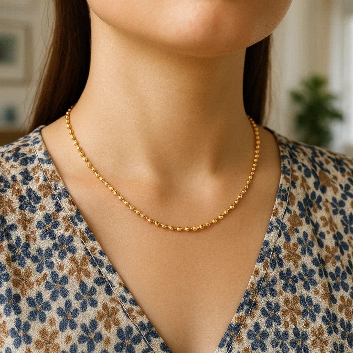 Moon Cut Bead Chain in 14k Yellow Gold (2.50 mm)