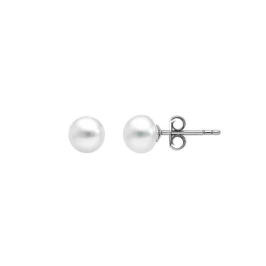 White Freshwater Cultured Pearl Stud Earrings in 14K White Gold (4.00 mm)