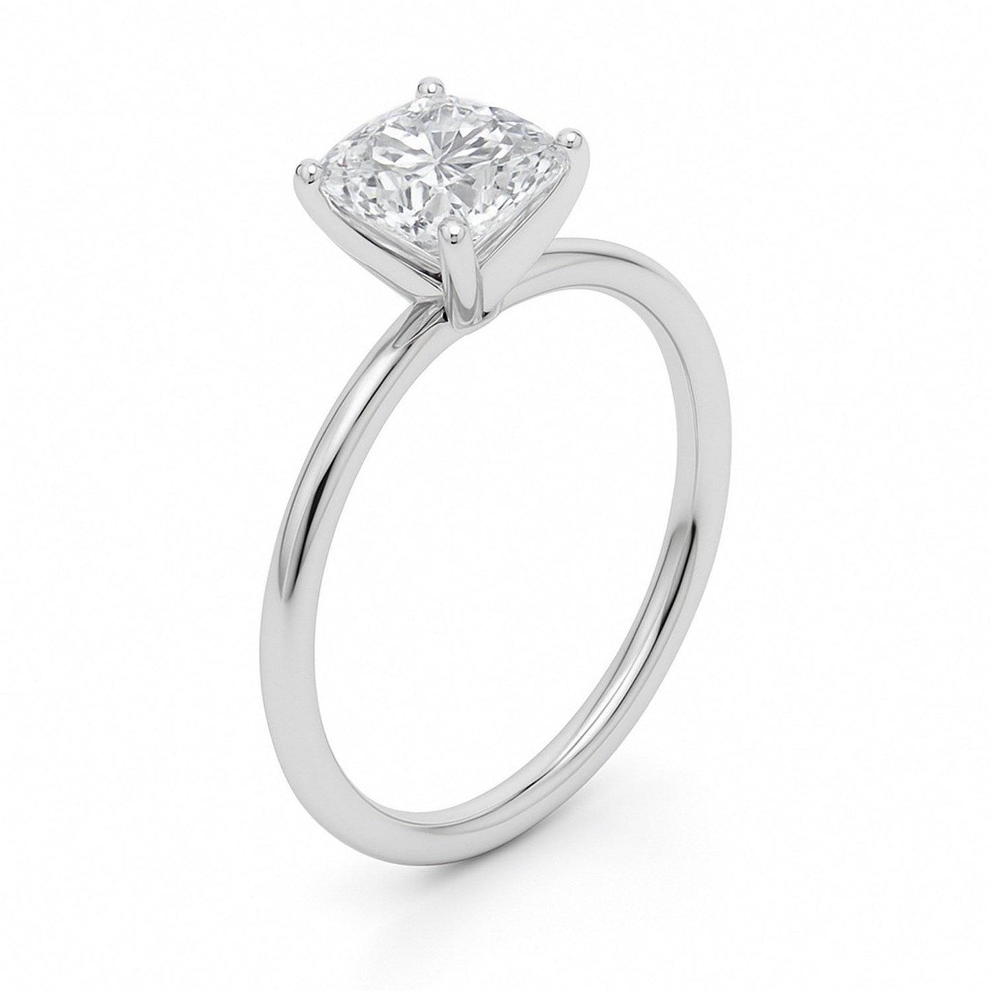 1 1/2 Carat Cushion Lab Grown IGI G/VS1 Diamond Solitaire Ring in 10K White Gold