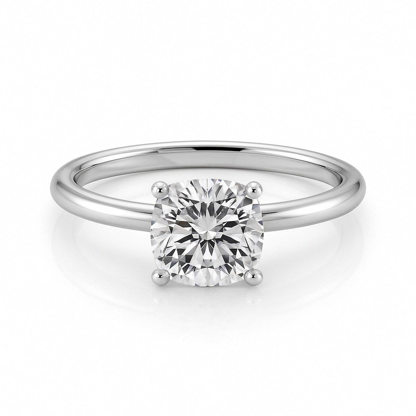 1 1/2 Carat Cushion Lab Grown IGI G/VS1 Diamond Solitaire Ring in 10K White Gold
