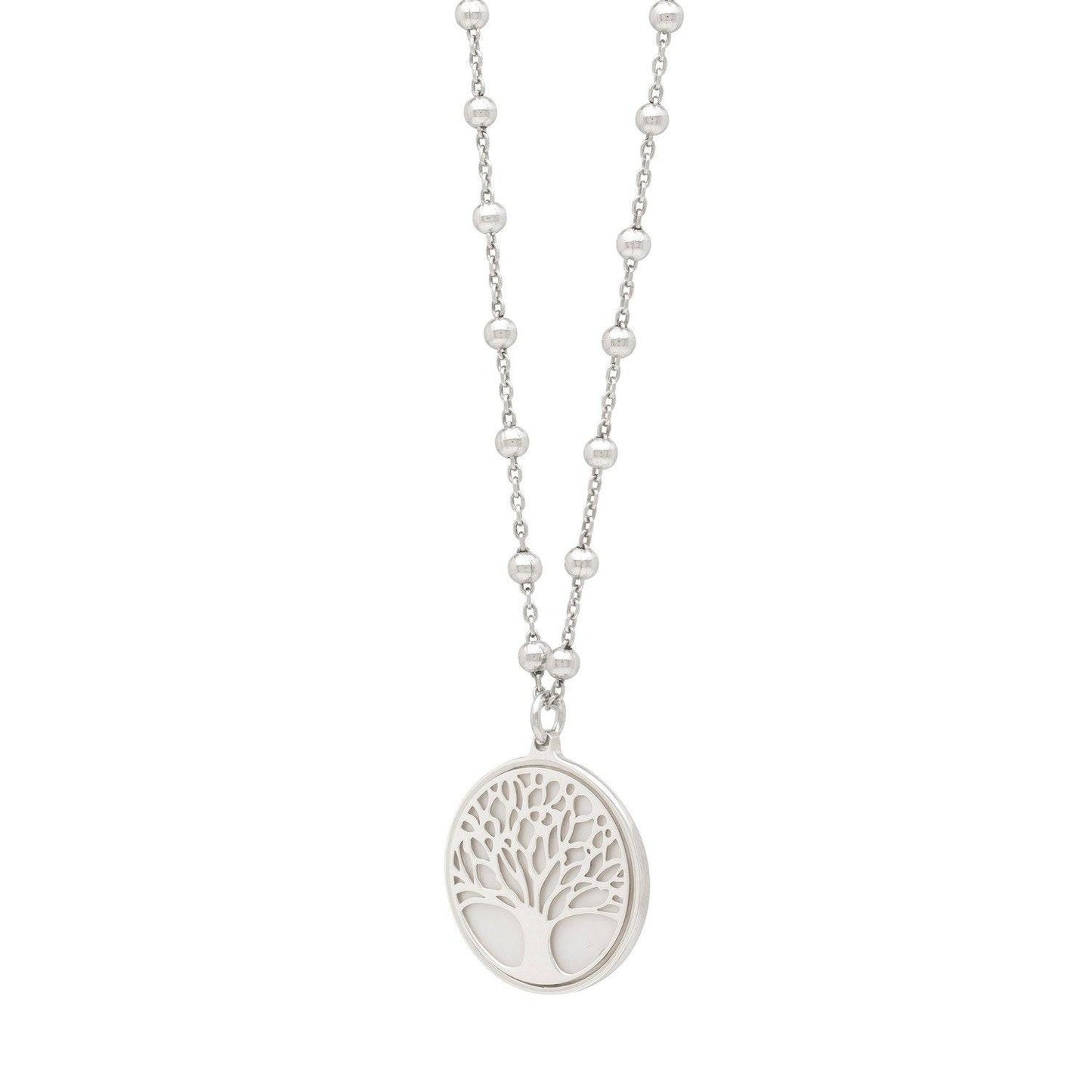 Sterling Silver Rhodium Plated Tree of Life Pendant Necklace