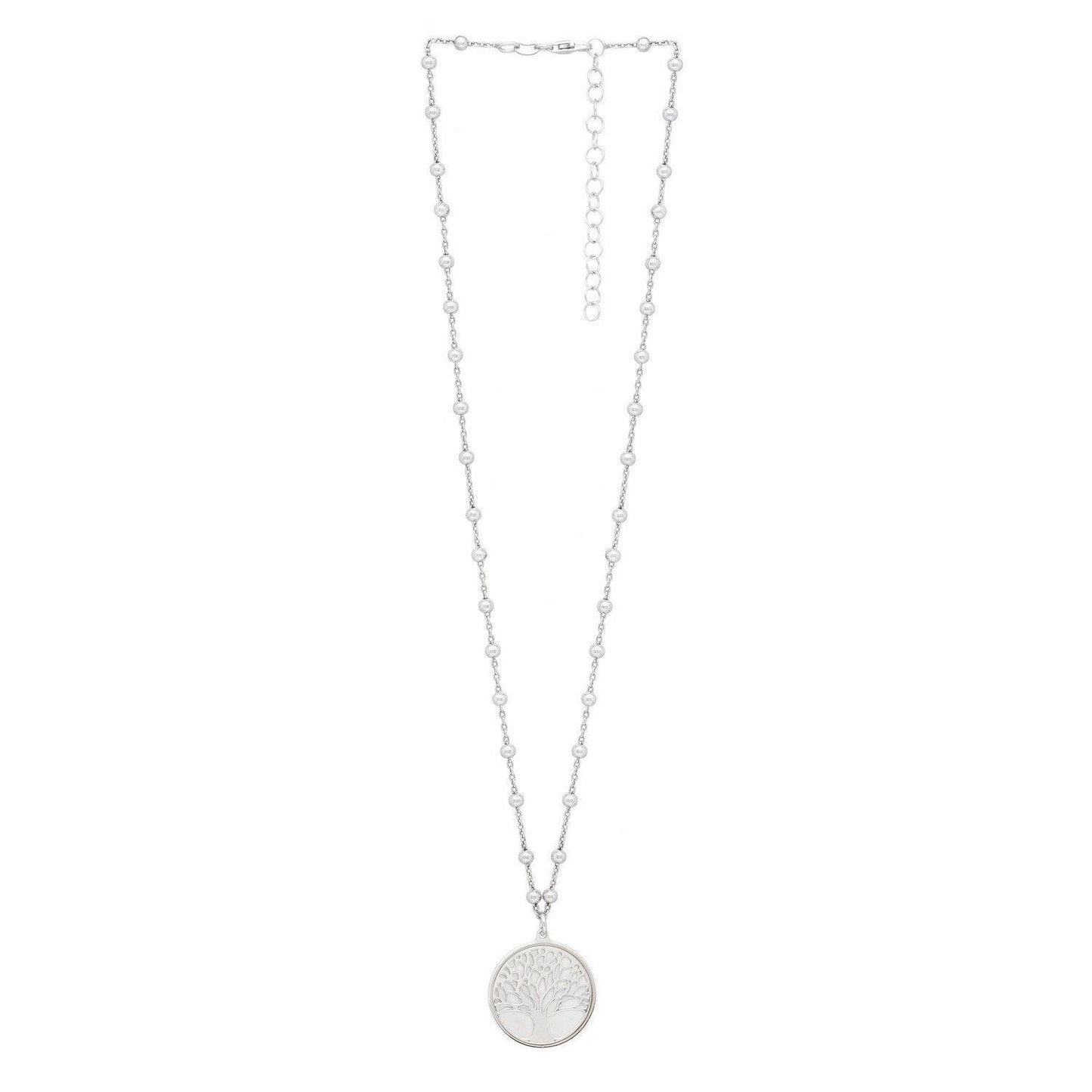 Sterling Silver Rhodium Plated Tree of Life Pendant Necklace