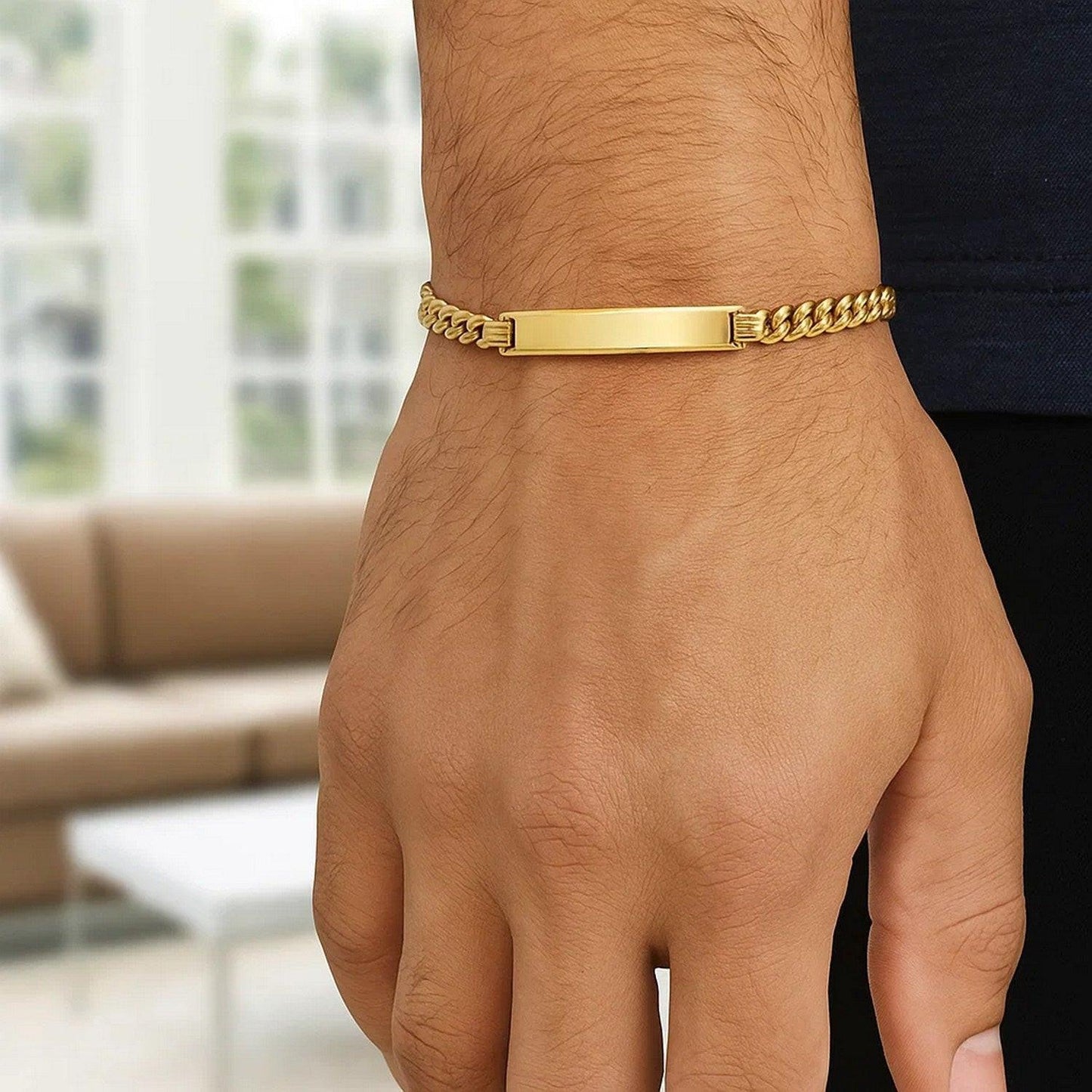 14K Yellow Gold Lite Cuban ID Bracelet (6.00 mm)