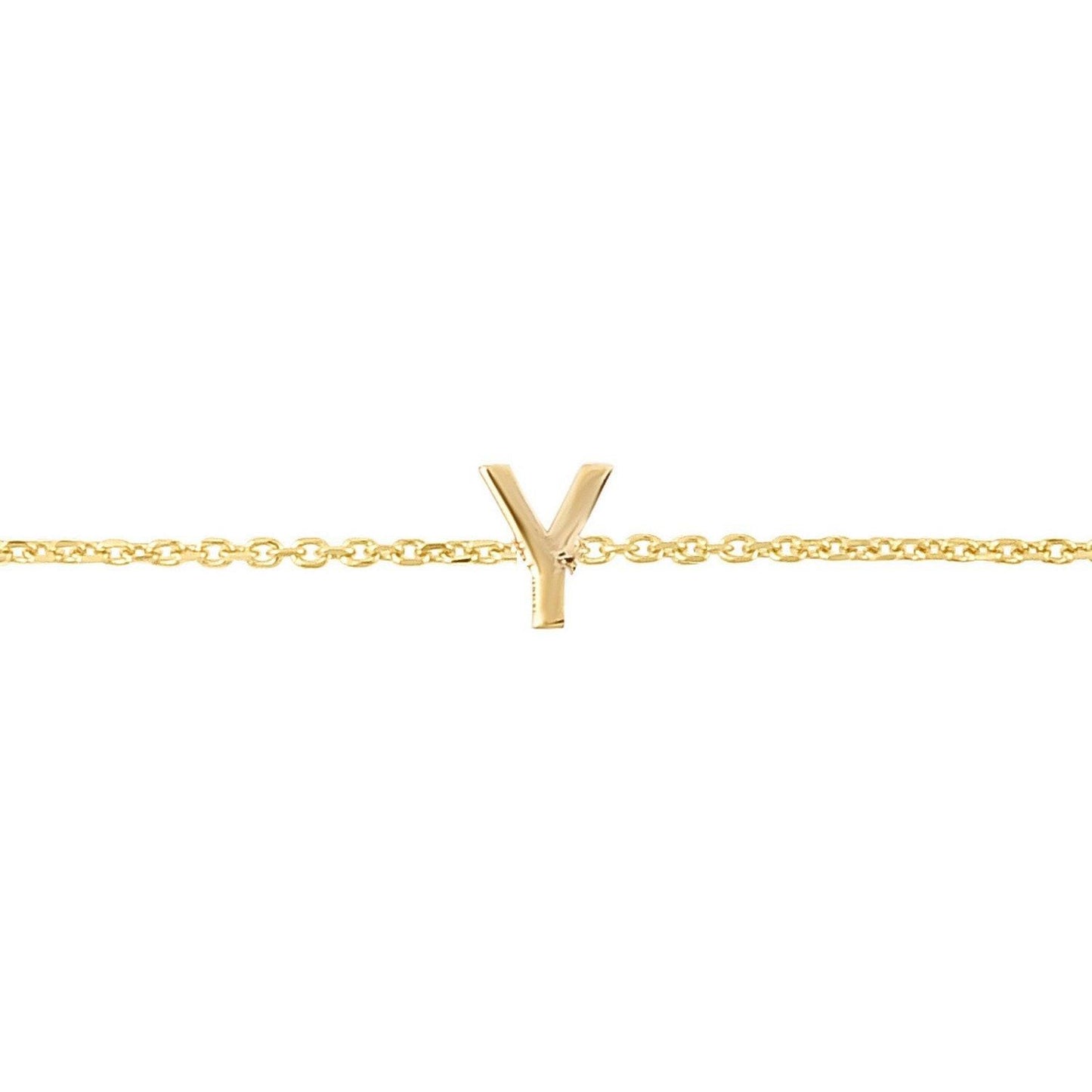 14K Yellow Gold Mini Initial Y Bracelet
