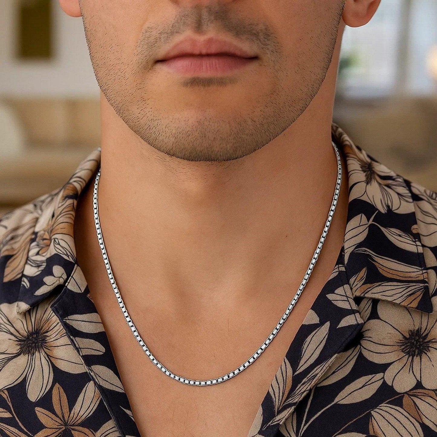 Sterling Silver Rhodium Plated Rockstar Cut Round Box Chain (1.90 mm)