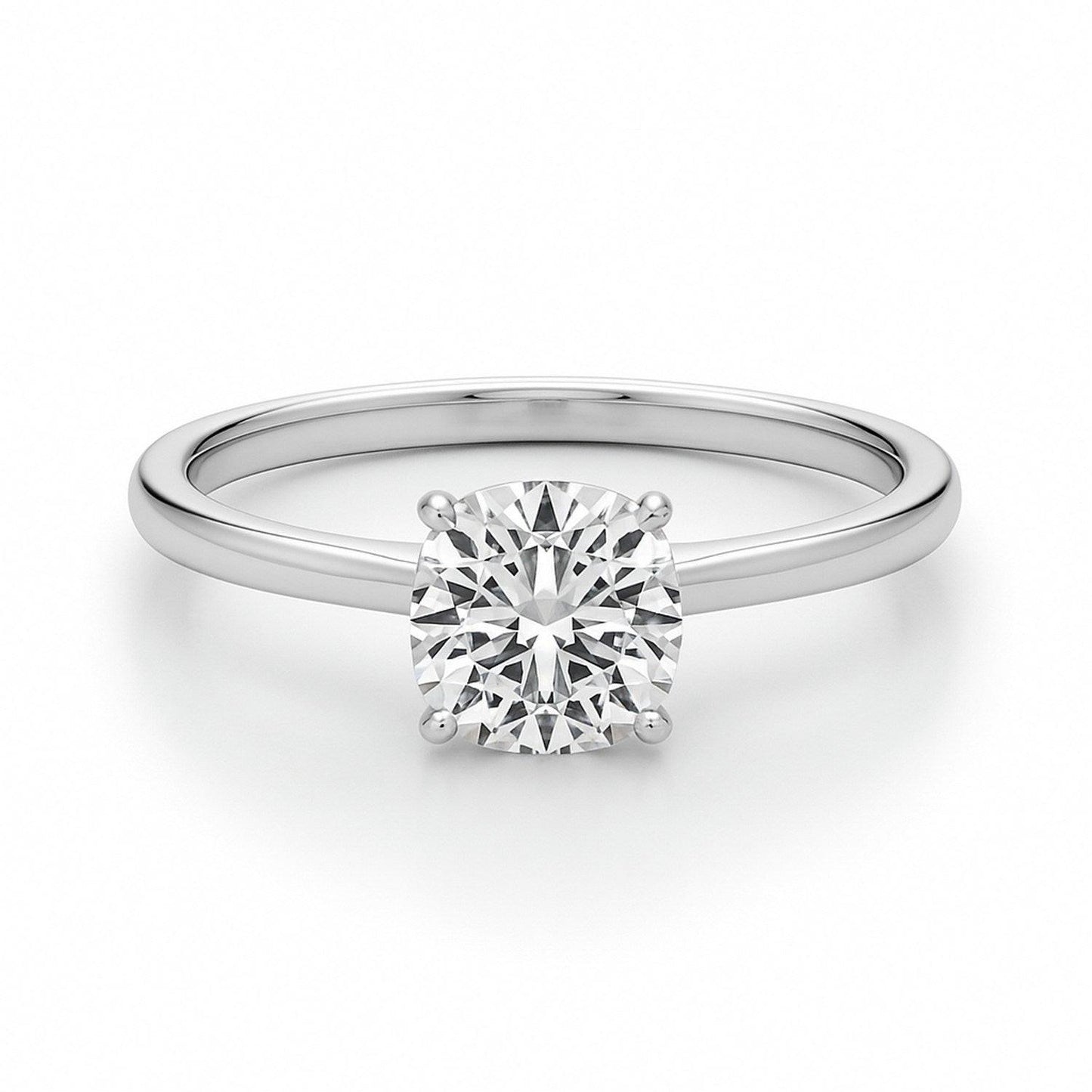 1 Carat Cushion Lab Grown IGI G/VS1 Diamond Solitaire Ring in 14K White Gold