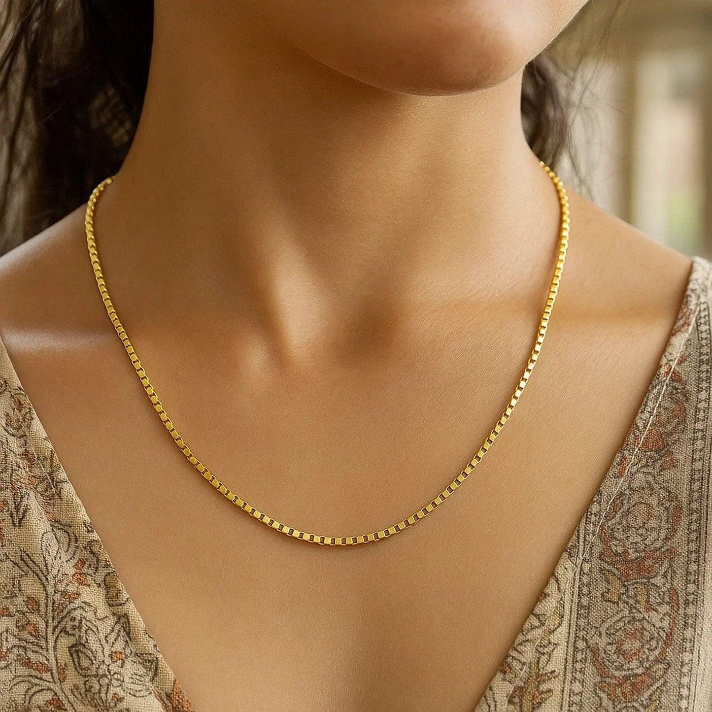 14k Yellow Gold Semi Solid Box Chain (2.10 mm)