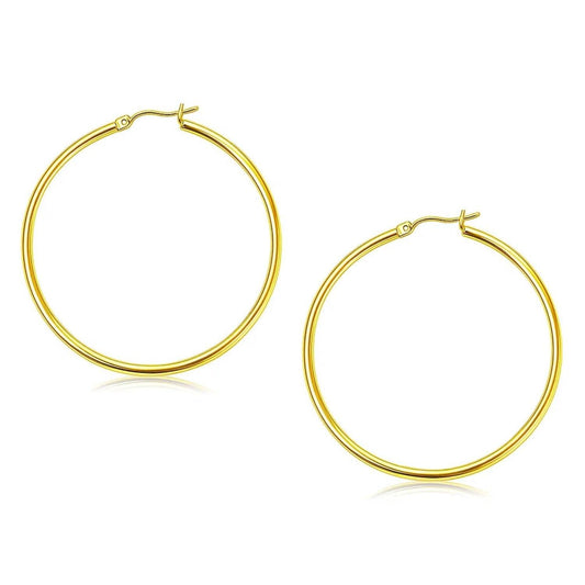 10k Yellow Gold Polished Hoop Earrings (2x45mm)
