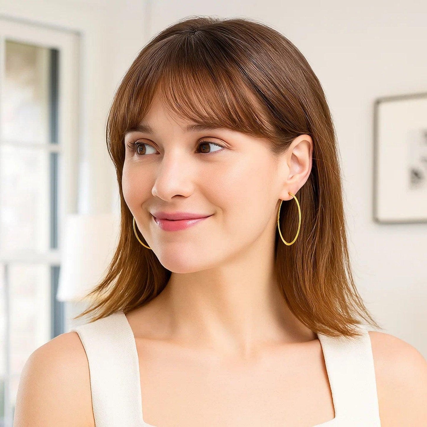 10k Yellow Gold Polished Hoop Earrings (2x45mm)