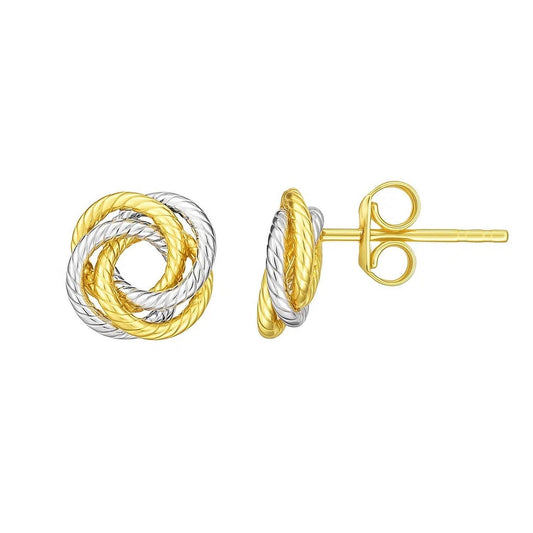 14k Two Tone Gold Love Knot Earrings