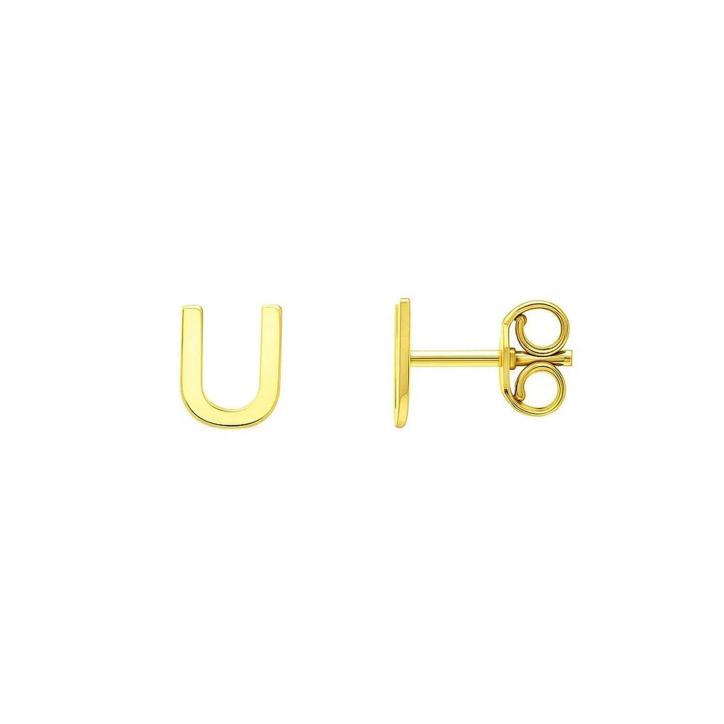 14K Yellow Gold Yours Truly Initial U Stud Earrings