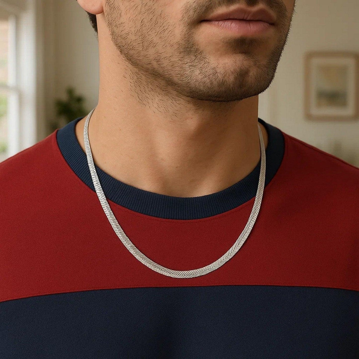 14k White Gold Super Flex Herringbone Chain (4.60 mm)