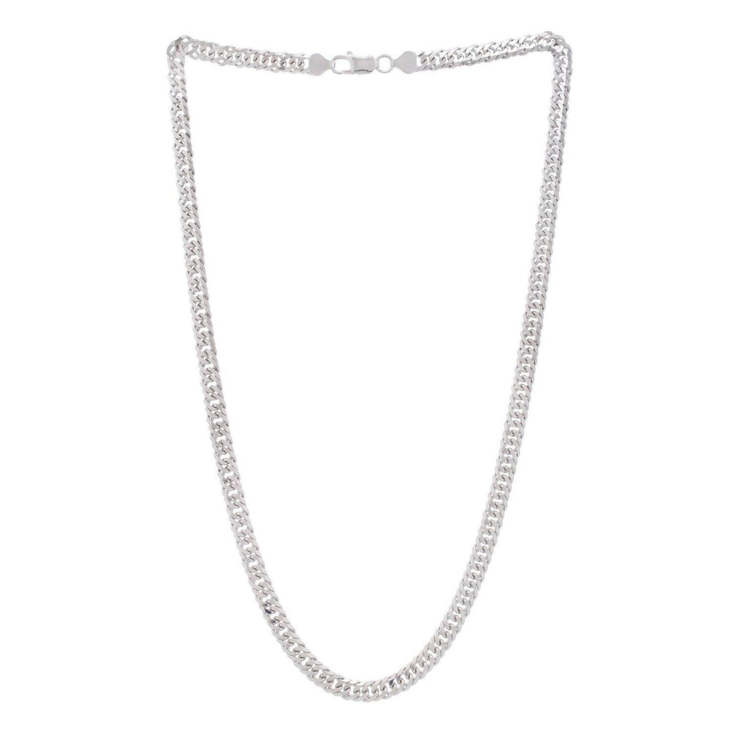 Sterling Silver Rhodium Plated Flat Miami Cuban Chain (6.70 mm)