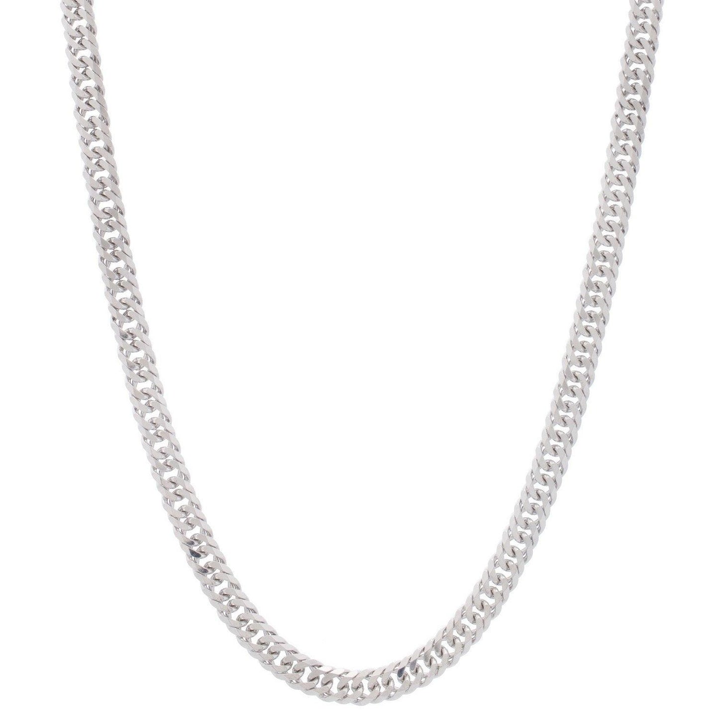 Sterling Silver Rhodium Plated Flat Miami Cuban Chain (6.70 mm)
