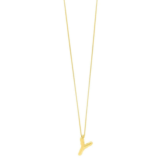 14K Yellow Gold Helium Initial Y Pendant