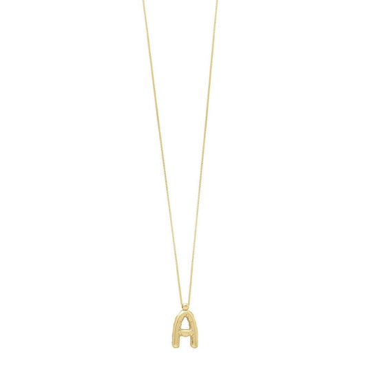 14K Yellow Gold Helium Initial A Pendant