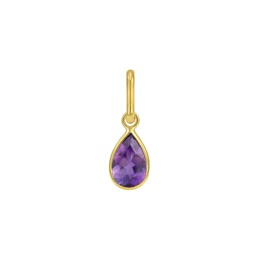 14K Yellow Gold Pear Amethyst Charm Pendant