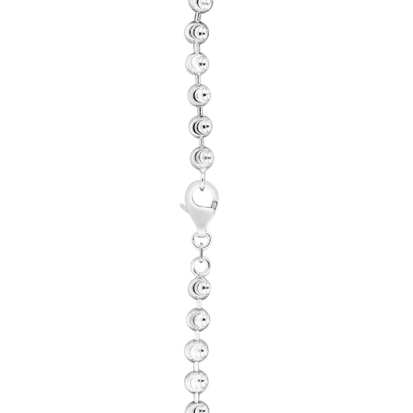 Sterling Silver Rhodium Plated Moon Cut Bead Chain (5.00 mm)
