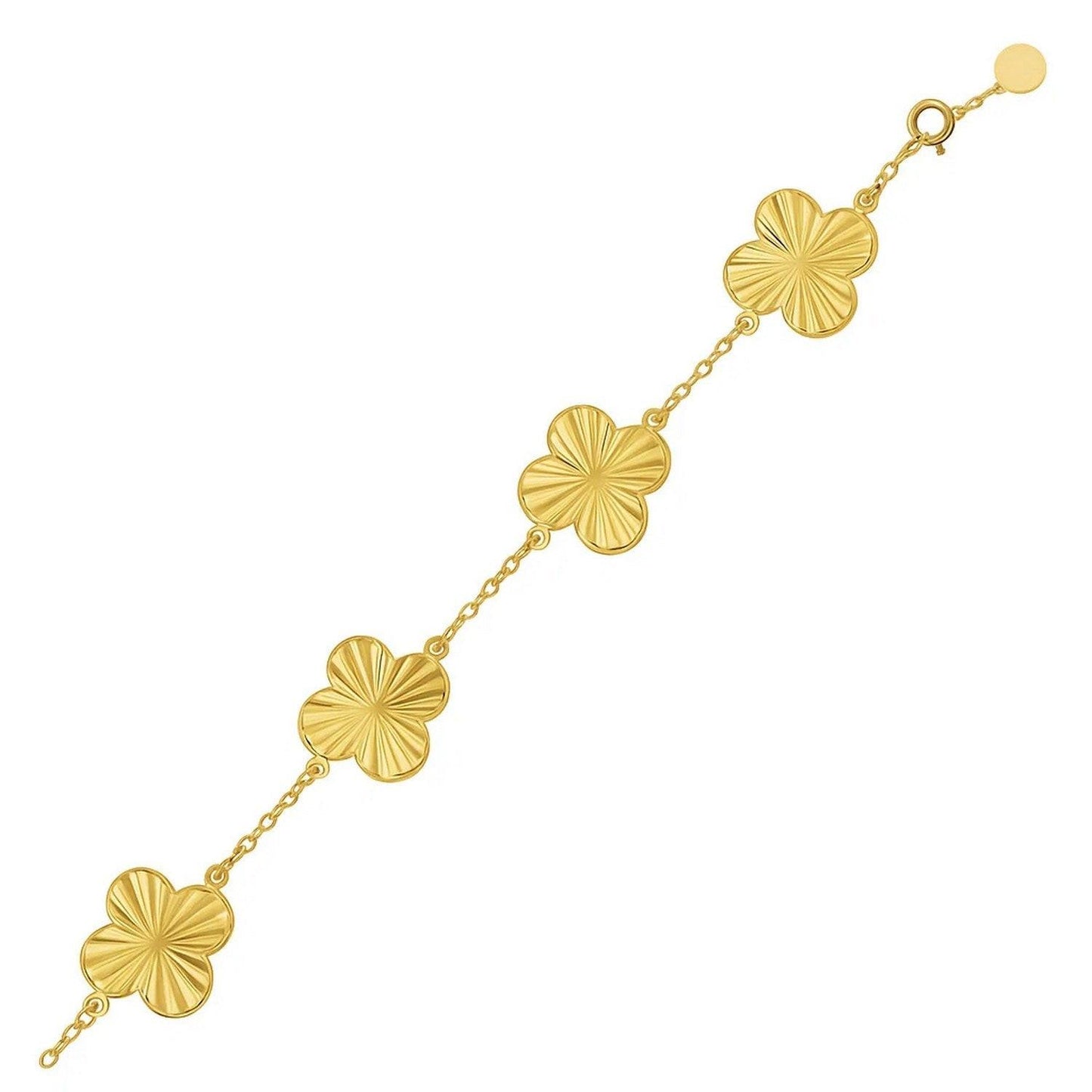 14K Yellow Gold Clover Bracelet