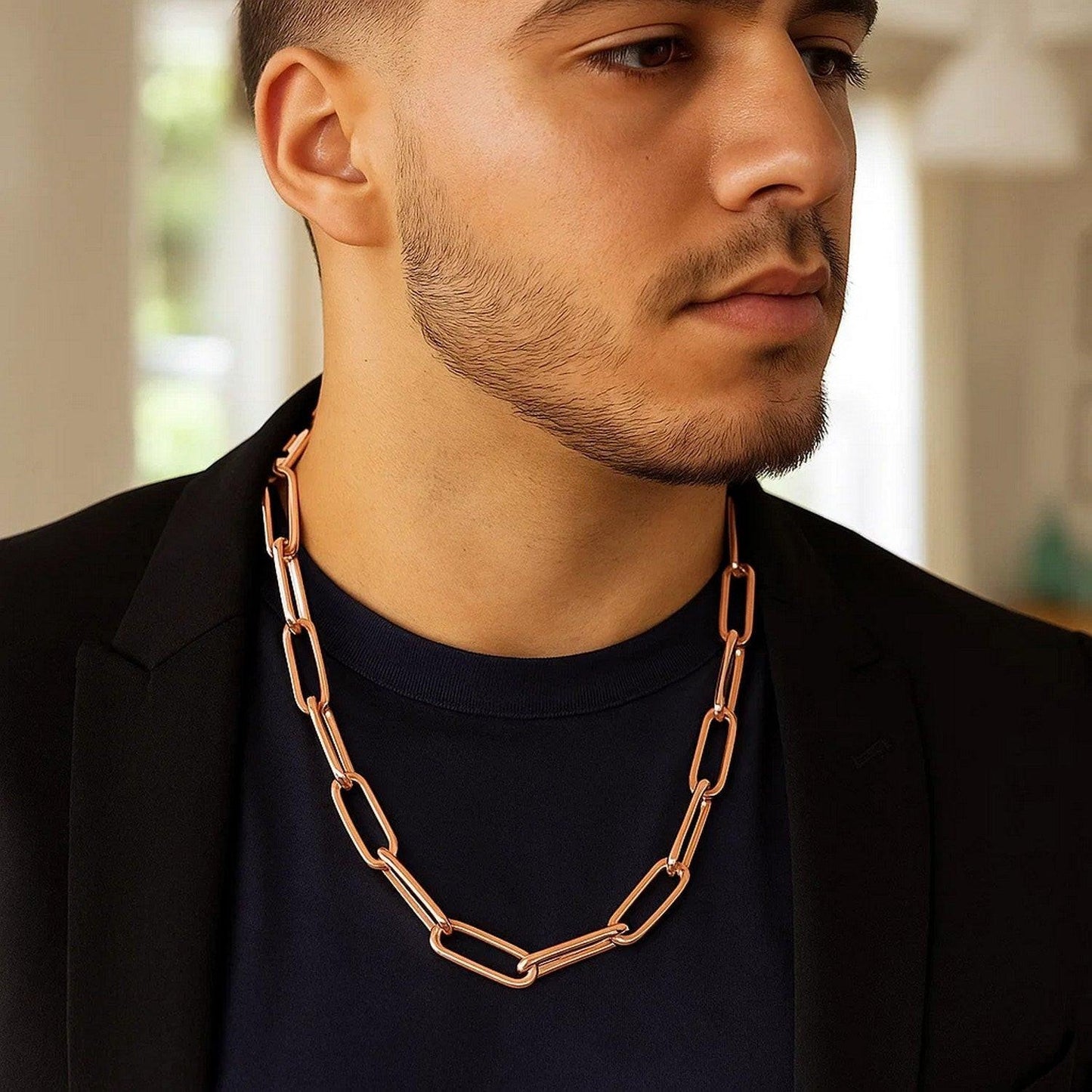 14K Rose Gold Wide Paperclip Chain (6.10 mm)