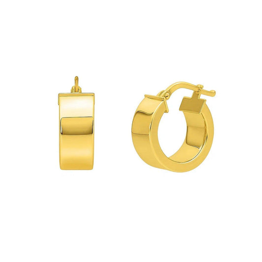 Small Tube Shaped Hoop Earrings in 14K Yellow Gold