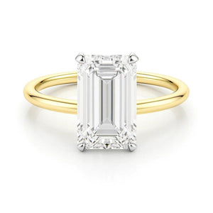 3 Carat Emerald Lab Grown IGI G/VS1 Diamond Solitaire Ring in 10K Yellow Gold