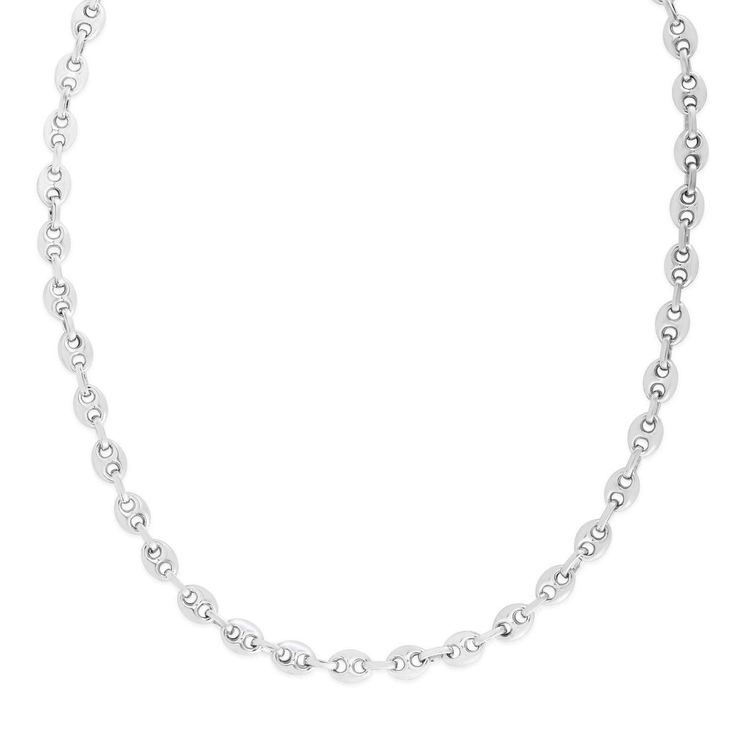 Sterling Silver Rhodium Plated Lite Puffed Mariner Chain (6.40 mm)